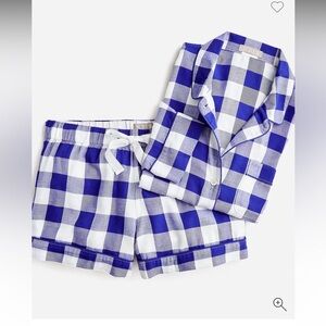 Long-sleeve flannel pajama short set in buffalo check